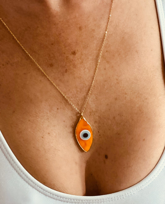 Collar de cristal con ojito naranja