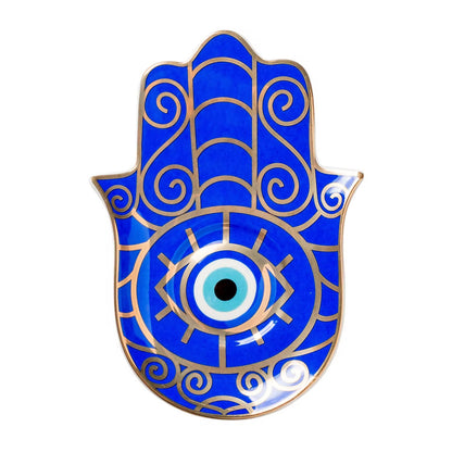 Mano de Fatima de Cristal con Ojo turco pintada a mano