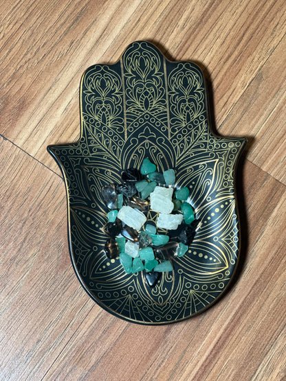 Mano de Fatima de Cristal con Ojo turco pintada a mano