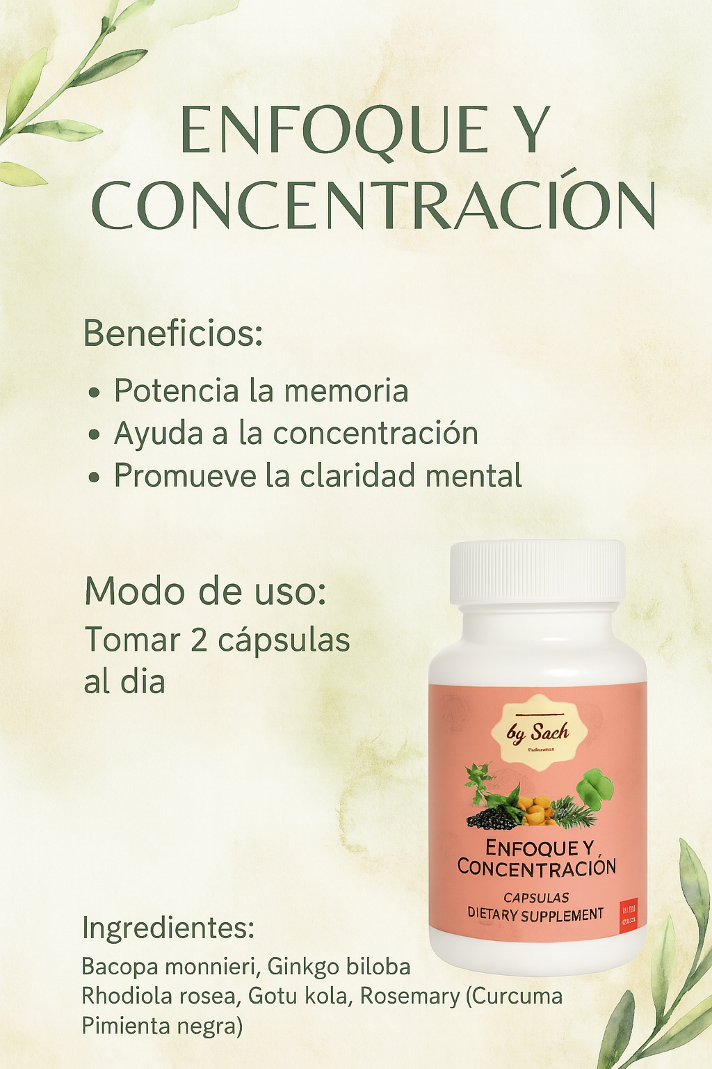 Enfoque y Concentracion Capsulas | focus and concentration capsules