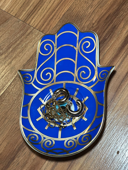 Mano de Fatima de Cristal con Ojo turco pintada a mano