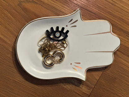 Mano de Fatima de Cristal con Ojo turco pintada a mano