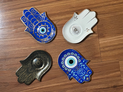 Mano de Fatima de Cristal con Ojo turco pintada a mano