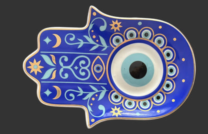 Mano de Fatima de Cristal con Ojo turco pintada a mano