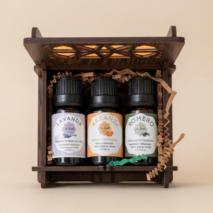 Set de 3 Aceites Esenciales - naranja, lavanda, romero | Set of 3 Essential Oils – Orange, Lavender, and Rosemary