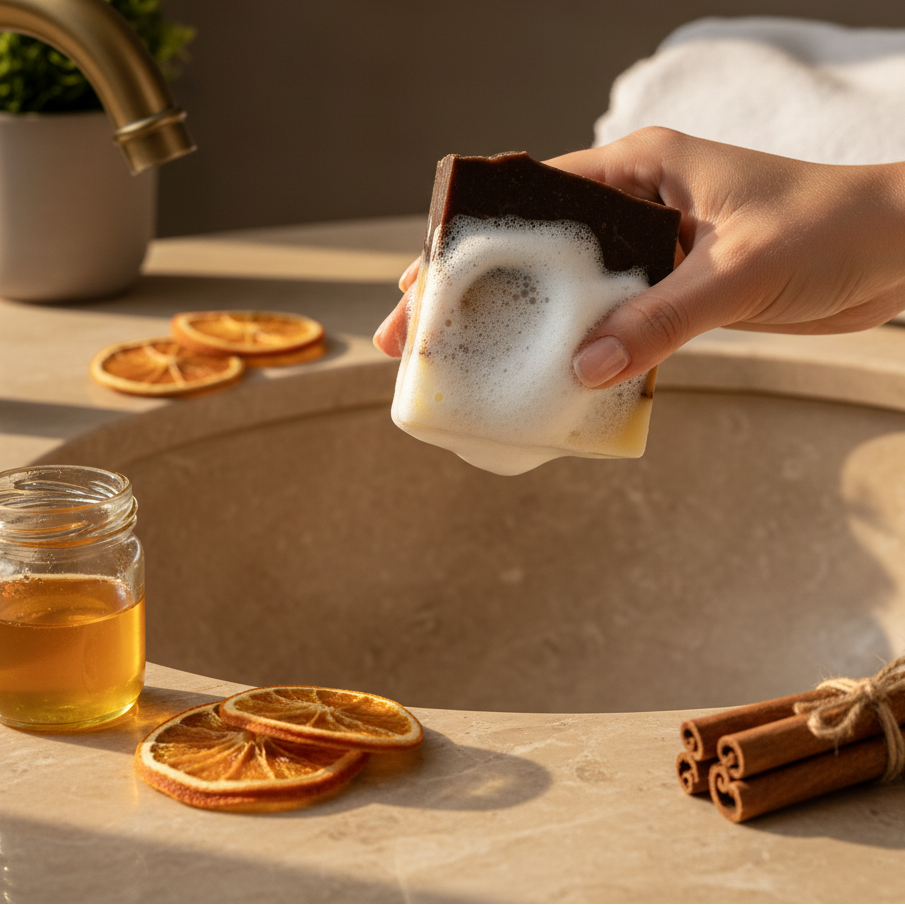Jabón de Naranja, miel y Canela - Energía para pieles apagadas